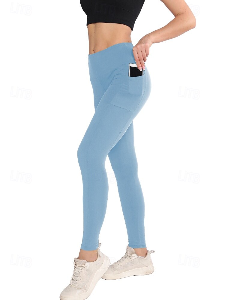 Women's pilates leggings Capri Leggings Sports Pants Pockets Lightweight Pilates Gym Running Pants Solid Color Navy Black Pink Plus Size Sports Activewear Micro-elastic 2026 - $17.49 –P11
