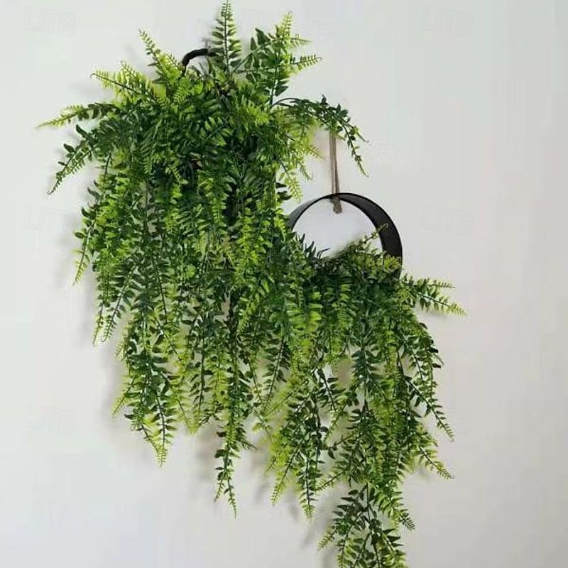 2 stk kunstige planter hengende slyngplanter med bregneblader, plastgrønn veggdekor til hjem, hage, balkong, bryllup, festdekorasjon 2025 - $8.74 –P2