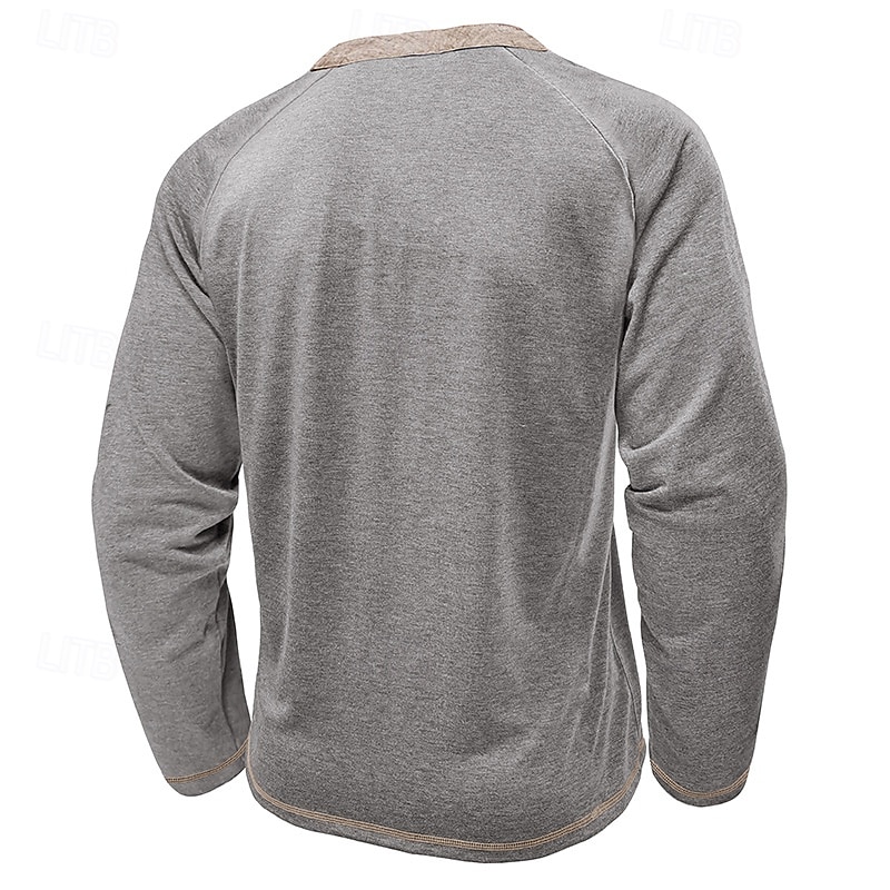 Per uomo Maglietta Maglia Henley Camicia a Maniche Lunghe Manica Lunga Henley Primavera Autunno Blocco di colori Moda Designer Essenziale Tasche Vacanza Streetwear Uscire Rosso scuro Nero Blu marino del 2025 a $11.99 –P20