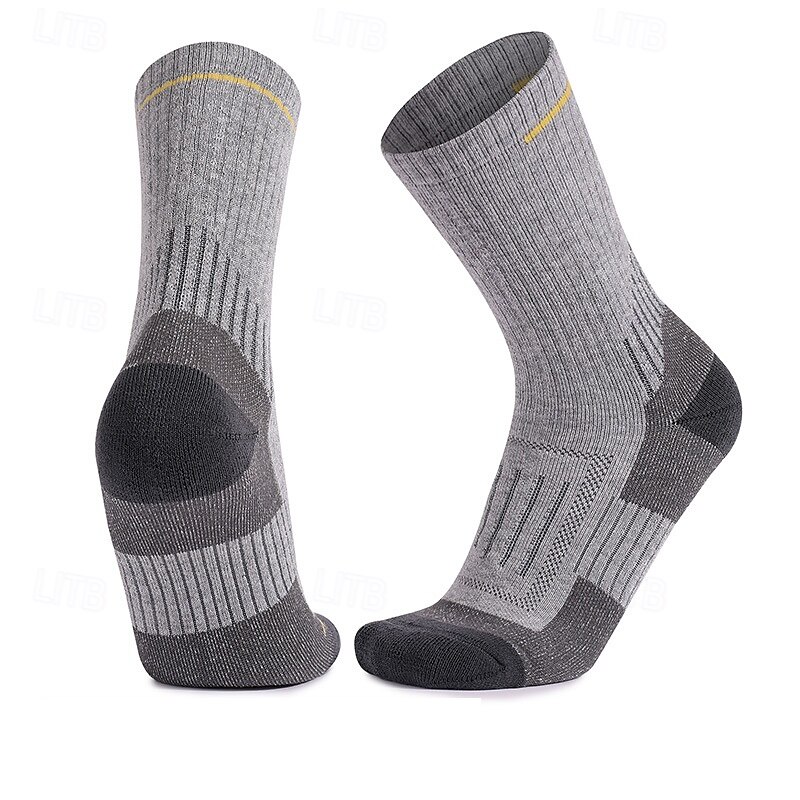 1 Par Hombre Mujer calcetines de lana merino Calcetines para correr Mantiene abrigado Transpirable Anti ampollas Grueso Al aire libre tripulación media Retazos Lana Merina Gris oscuro Negro Azul 2025 - $15.99 –P2