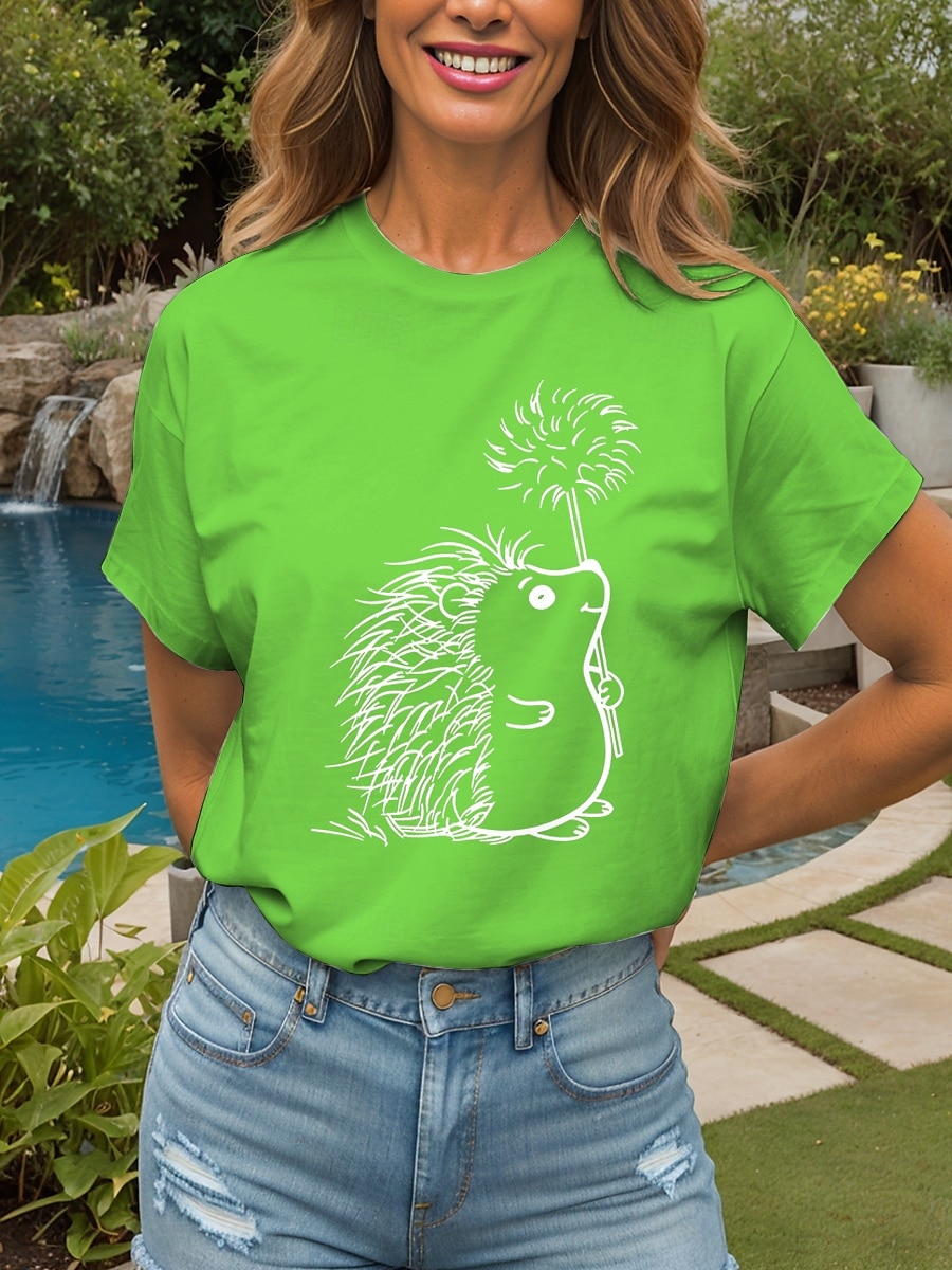 Femmes T-shirt Graphique Animal ancien Élégant Classique Manche Courte Col ras du cou Col rond Hauts Réguliers Quotidien Week-end Imprimé Noir Blanche Rose Claire Rouge Bleu Été Printemps de 2025 ? $19.99 –P9