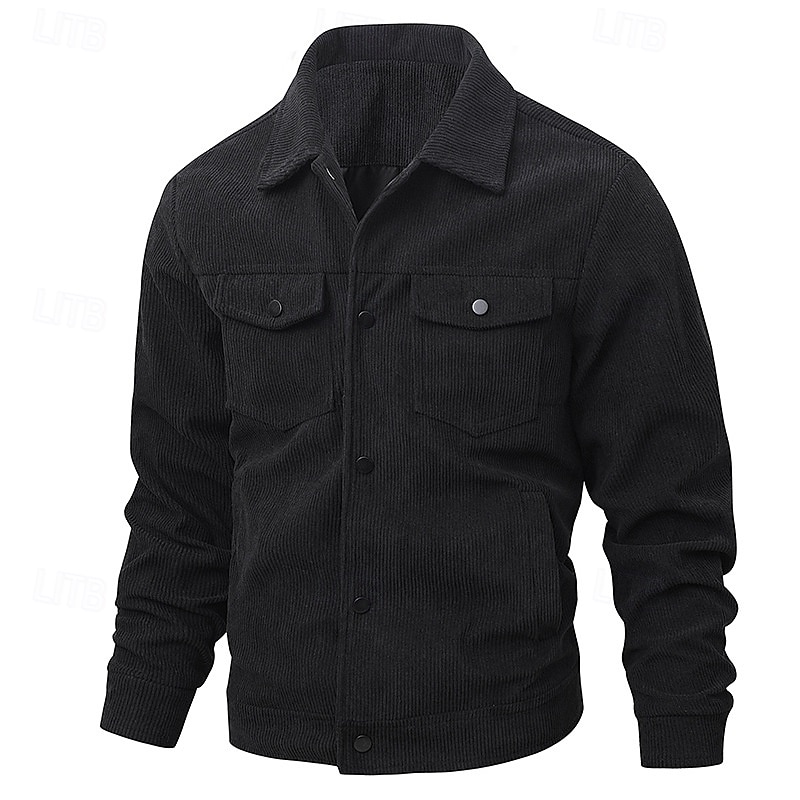 Per uomo Giacca Camicia Giacca in Velluto a Coste Casuale Quotidiano Traspirante Tasca Primavera & Autunno Semplice Classico Bavero Regolare Nero Bianco Verde scuro Marrone Giacca del 2025 a $36.99 –P5
