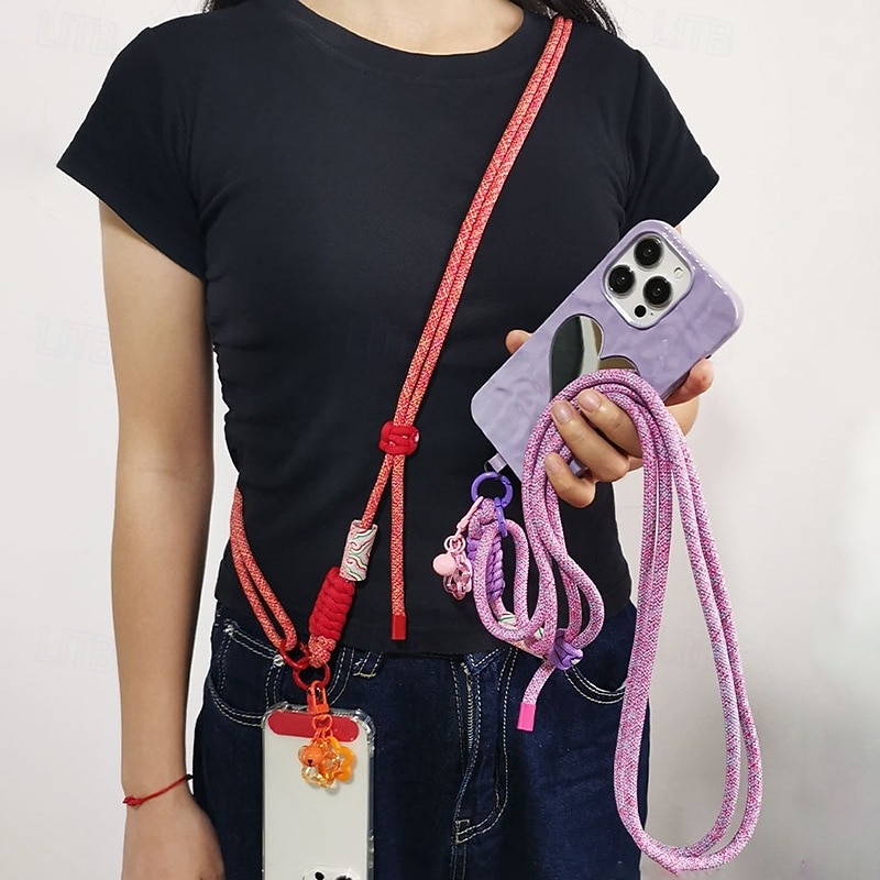 Nuovo telefono cellulare con ciondolo a forma di cartone animato, corda per appendere tracolla regolabile, etichetta stampata da donna, corda per appendere all'aperto, viaggio, arrampicata, corda del 2025 a $8.99 –P2