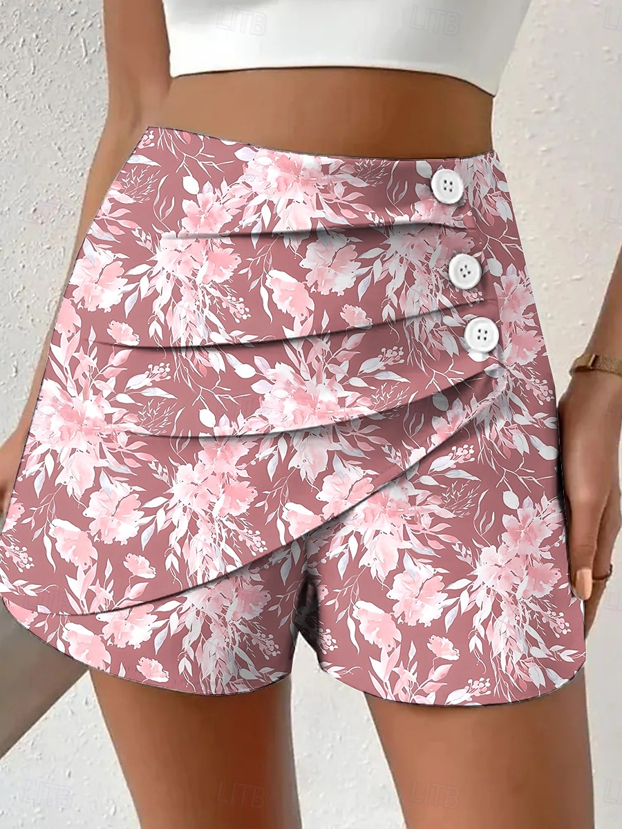 Dámské Kalhoty chinos Kraťasy prázdniny Vinobraní Etnický styl Krátký Vysoký pas Květinový Grafika Plisé Lehce elastické Dovolená ulice Denní Tiffany tyrkysová Žlutá Rubínově červená Trávová zelená 2025 - $17.99 –P4