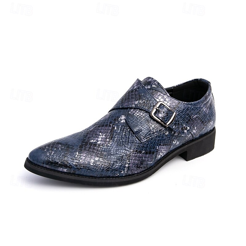Brown Snake Print Monk Strap Shoes for Men – Classic Formal Shoes with a Modern Twist, Perfect for Business or Evening Wear 2025 - $42.99 –P2