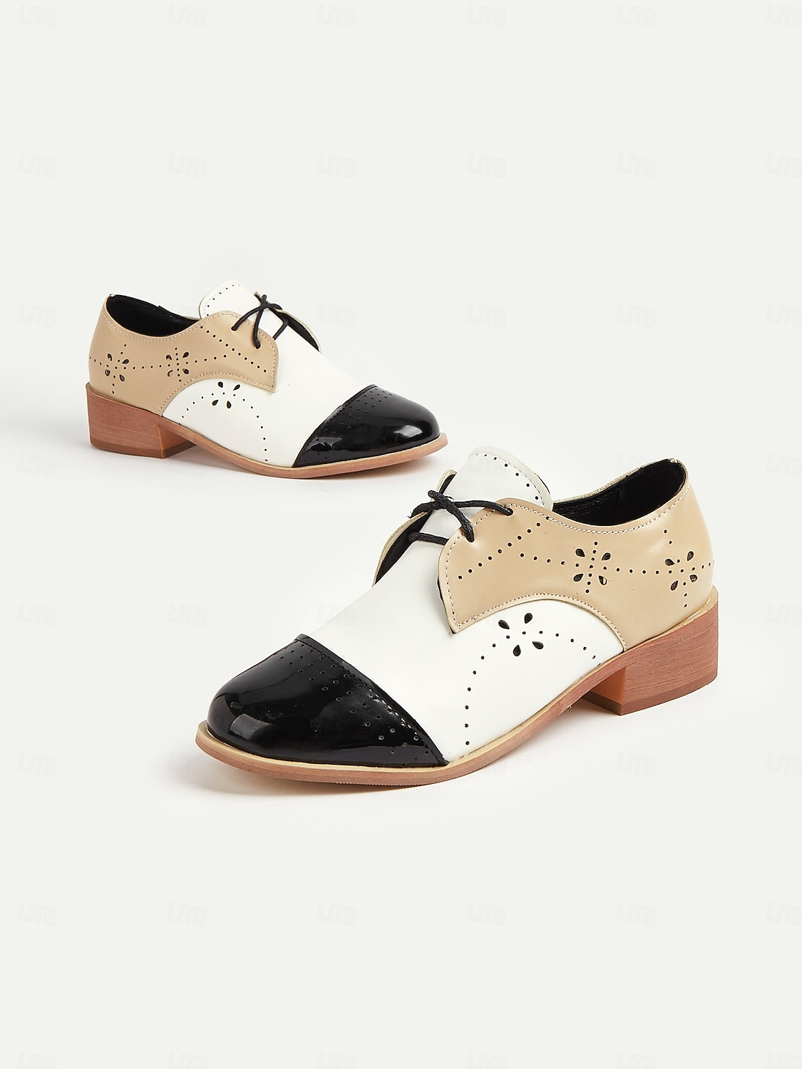 zweifarbige Brogue-Oxford-Flats für Damen – Schnürschuhe aus Kunstleder im Vintage-Stil der 50er Jahre für den Alltag und halbformelle Kleidung im Retro-Stil 2025 - $46.99 –P3