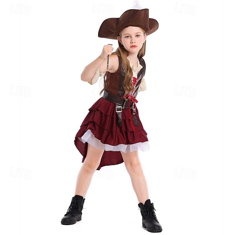 Costumi da pirata Jack Sparrow Vestito Abiti Costume Film d'avventura Cosplay for Ragazze Bambini Halloween Carnevale Performance Vestirsi in modo educativo Vestiti per eventi scolastici del 2026 a $47.99 –P4