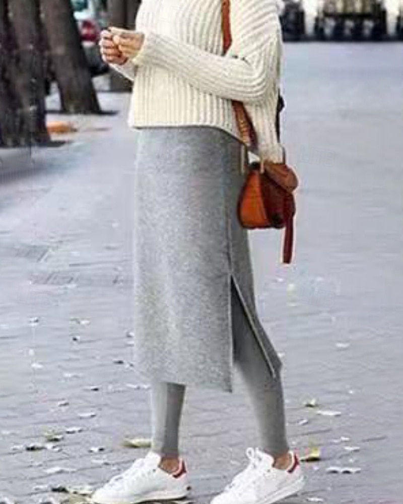 Per donna Pantaloni in Pile Leggings Skort Streetwear Casual Lunghezza intera Naturale Semplice Elastico in vita Spacco Calore Termico Comodo All'aperto Vacanza Uscire Nero Grigio chiaro Grigio scuro del 2025 a $16.99 –P1