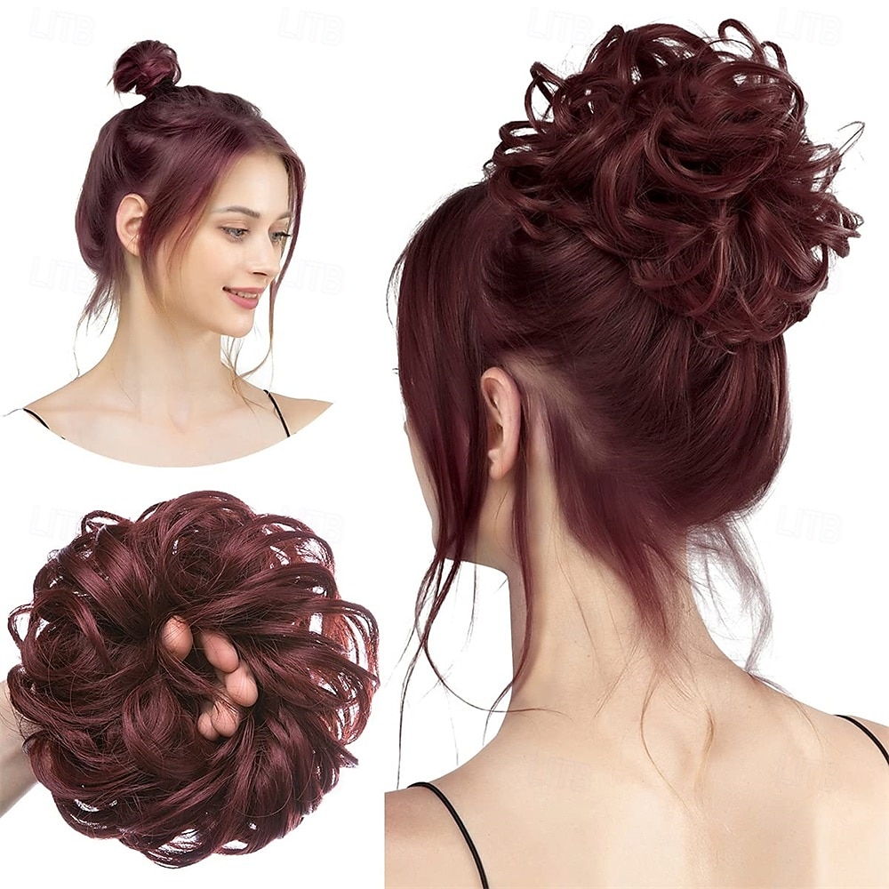 Extensions de cheveux chignon épais et bouclés, chignon synthétique, postiche épais pour femmes, gris multicolore de 2025 ? $9.49 –P4