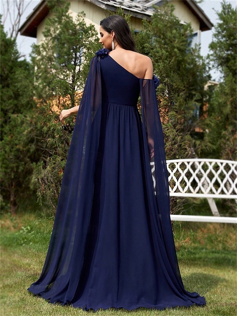 A-Lijn Quinceanera Jurken Elegante Jurk Formele Bruiloft Vloerlengte Mouwloos One Shoulder Chiffon met Plooitjes 2025 - $109.99 –P8