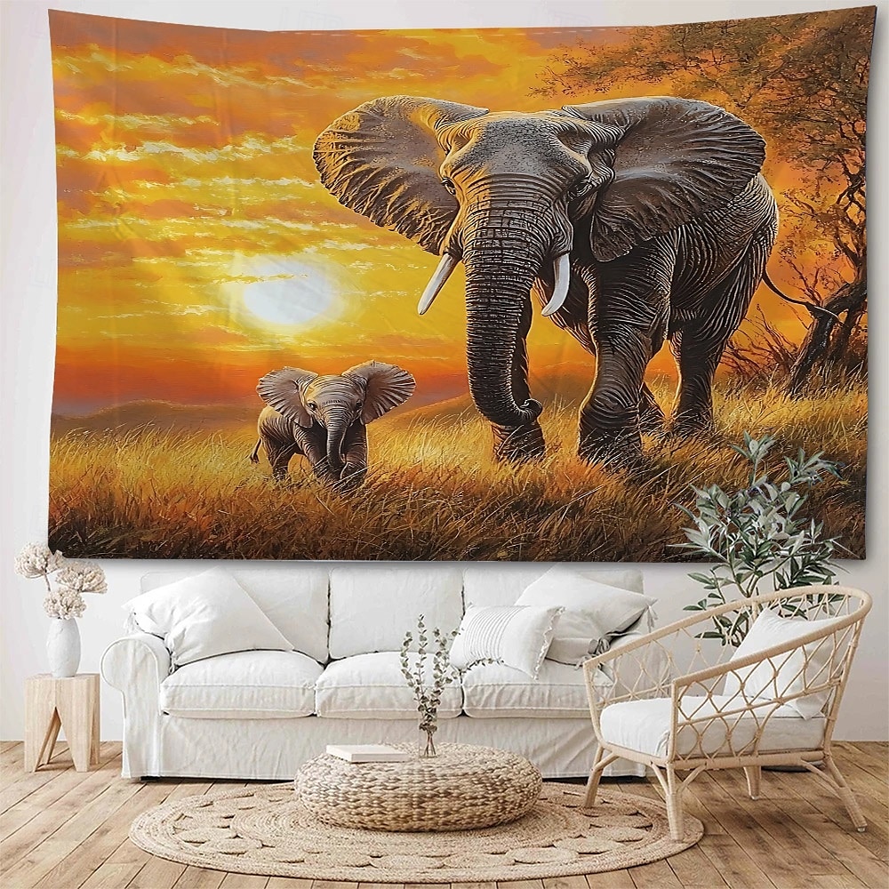 Forest Animal Elephant Landscape Hanging Tapestry Mural Art Large Tapestry Mural Decoration Photos Background Carpet Curtains Home Bedroom Living Room Decoration 2025 - $13.99 –P5
