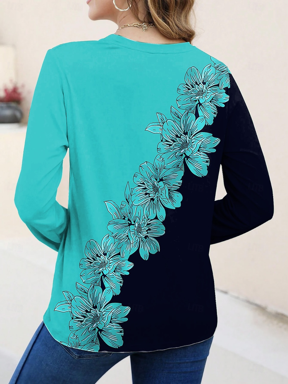 Femmes T-shirt Fleuri Graphique Plantes ancien Élégant Classique manche longue Col ras du cou Col rond Hauts Réguliers Quotidien Week-end Imprimé Jaune Vert Claire Bleu Bleu Ciel Violet Été de 2025 ? $23.99 –P2