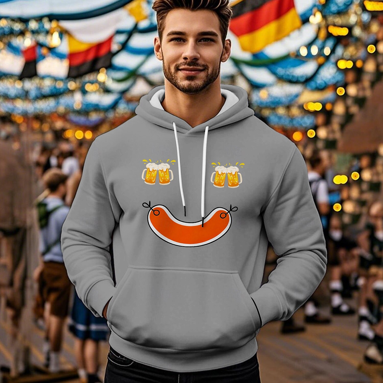 Pivo Oktoberfest Kapuce Tisk Přední kapsa Grafika Pro Pánské Dospělé Karneval Pivo Oktoberfest Horká ražba Dovolená Párty 2025 - $29.99 –P3