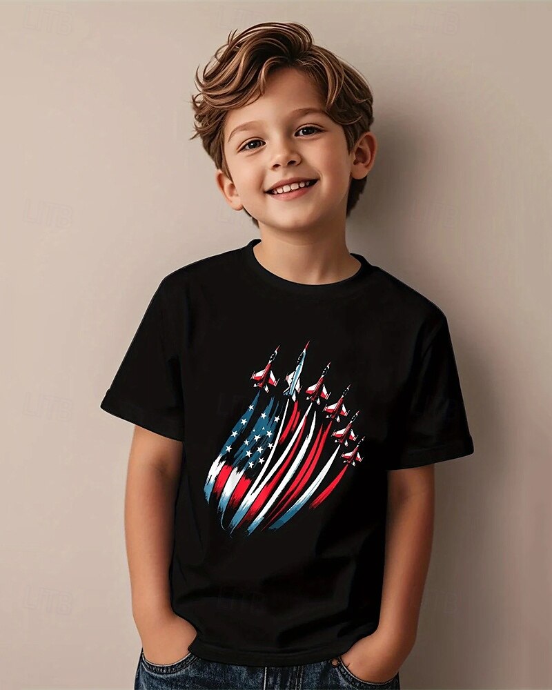 Amerikaanse Onafhankelijkheidsdag Jongens 3D Grafisch Vlag T-shirt Korte mouw Zomer Lente Modieus Basic Kinderen 4-12 jaar Strakke ronde hals Buiten Casual Dagelijks Normale pasvorm 2025 - $11.99 –P2