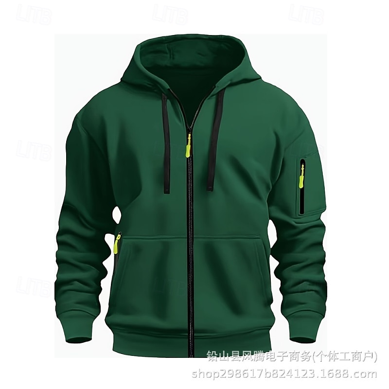 Herren Kapuzensweatshirt Schwarz Weiß Wein Armeegrün Rote Mit Kapuze Einfach Reißverschluss Farbblock Sport & Outdoor Lässig Täglich Polyester Cool Lässig sportlich Frühling & Herbst Bekleidung 2025 - $23.99 –P10