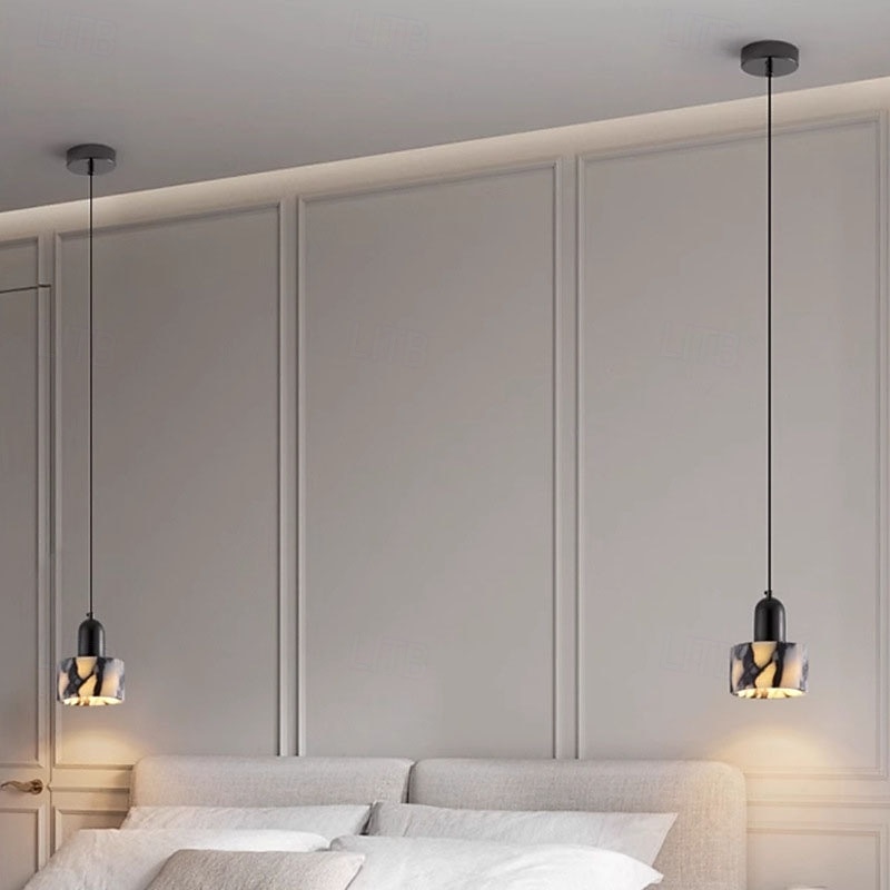 Luxury Round Natural Stone Pendant Lamp Bedroom Bedside LED Chandelier Living Room Home Hanging Lights 2026 - $249.99 –P2