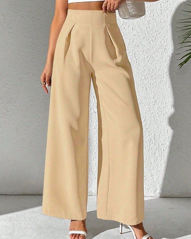 Femmes Slacks Pantalon palazzo Mode Streetwear Longueur complète Naturel Uni Taille Élastique Extérieur Confortable Fête Week-end Abricot Noir Blanche Beige Automne Coupe régulière de 2025 ? $17.99 –P3