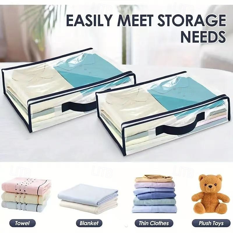 6-pak przezroczystych toreb do przechowywania ubrań z zamkiem błyskawicznym i wzmocnionymi uchwytami, organizer na swetry i koce do garderoby, odpowiedni do prześcieradeł, pościeli, ubrań, użytku w 2026 - $21.99 –P3