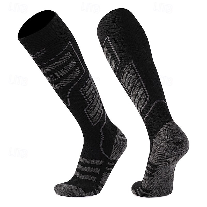 1 Pair Men's Women's merino wool socks Hiking Socks Sports Socks Thermal Warm Breathable Anti Blister Thick Outdoor Over The Calf Patchwork Merino Wool Dark Grey Black Pink for Ski / Snowboard 2025 - $17.59 –P2