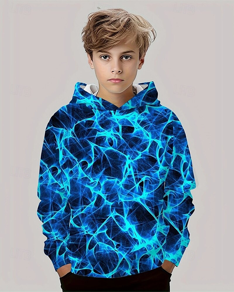 Pojkar 3D Grafisk Huvtröja Långärmad Vår Höst Mode Streetwear Barn 4-12 år Huva Utomhus Ledigt Dagligen Normal 2025 - $18.99 –P1