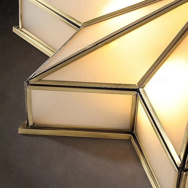 Luminária de teto moderna de LED com 4 luzes, vidro fosco chanfrado, montagem embutida, luminária tradicional de latão com estrela próxima ao teto, luminária pendente decorativa para sala de estar de 2025 por $364.19 –P11