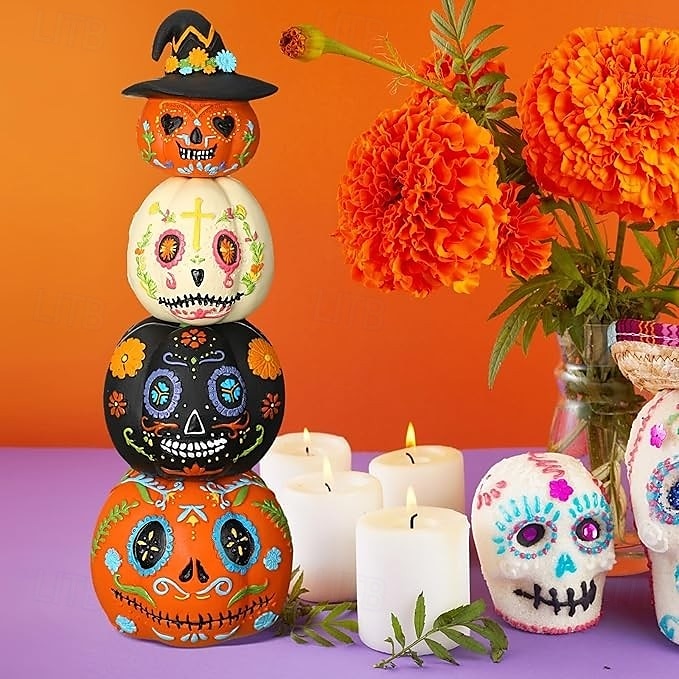 4pcs Halloween Pumpkin Figurines - Resin Table Decorations for Holiday Party 2025 - $27.99 –P5