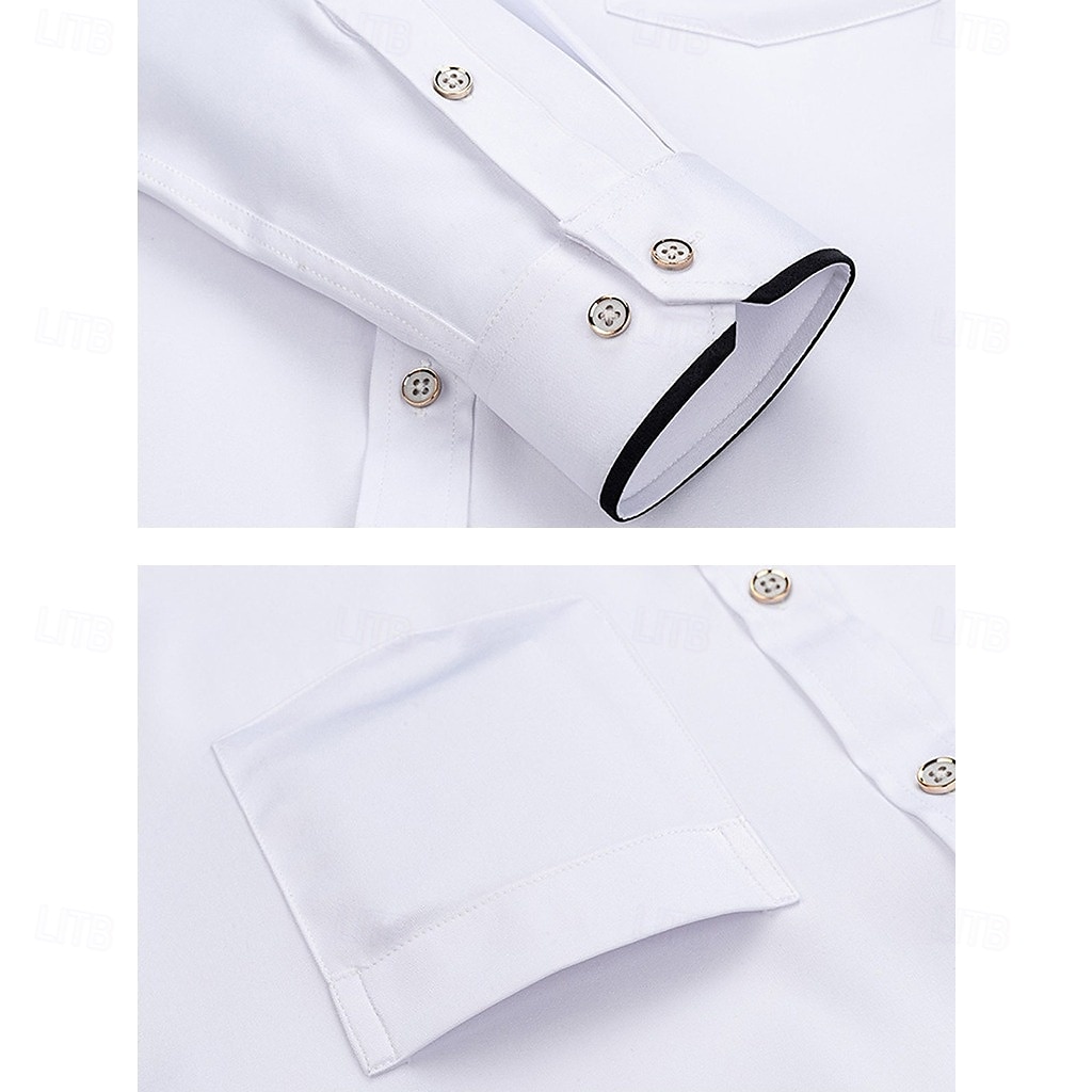 Per uomo Camicia elegante Camicia button-down Camicia non stiro Colore Solido / Tinta Unita Matrimonio Affari Rosa+Viola Blu navy + nero Blu + blu navy Bianco + nero Manica Lunga Collo ripiegato del 2025 a $33.99 –P9