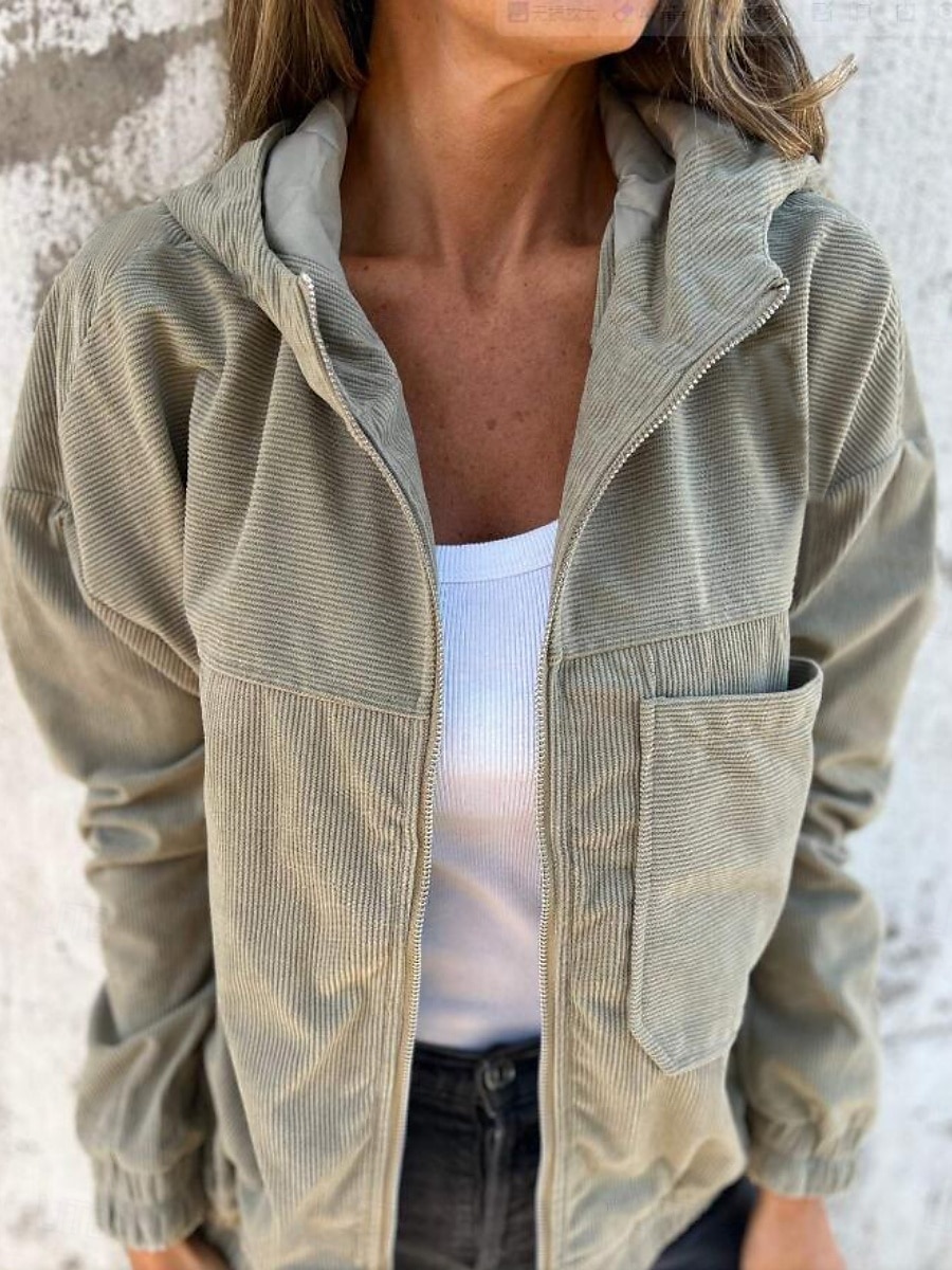 Mulheres Jaqueta casual Casaco com capuz Confortável Respirável Zíper Bolsos Simples Casual Tecido Férias Rua Casual Roupa Diária Zíper Padrão Com Capuz Normal Manga Longa agasalhos Preto Branco Rosa de 2025 por $39.99 –P5