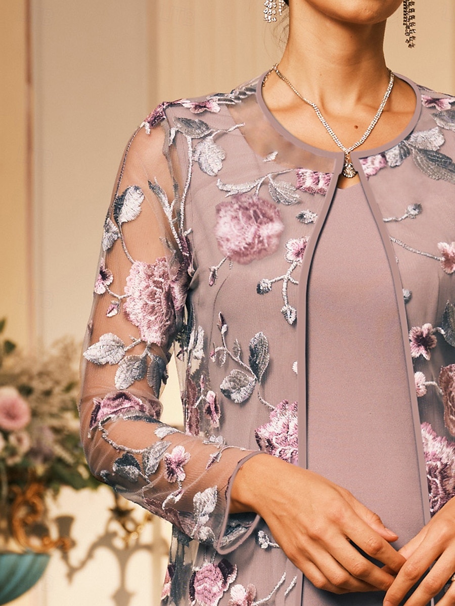 Damen Strickjacke Spitze bestickt elegant floral formell normal Rundhalsausschnitt lockere Passform Langarm Oberbekleidung grau rosa Sommer Frühling 2025 - $49.99 –P3
