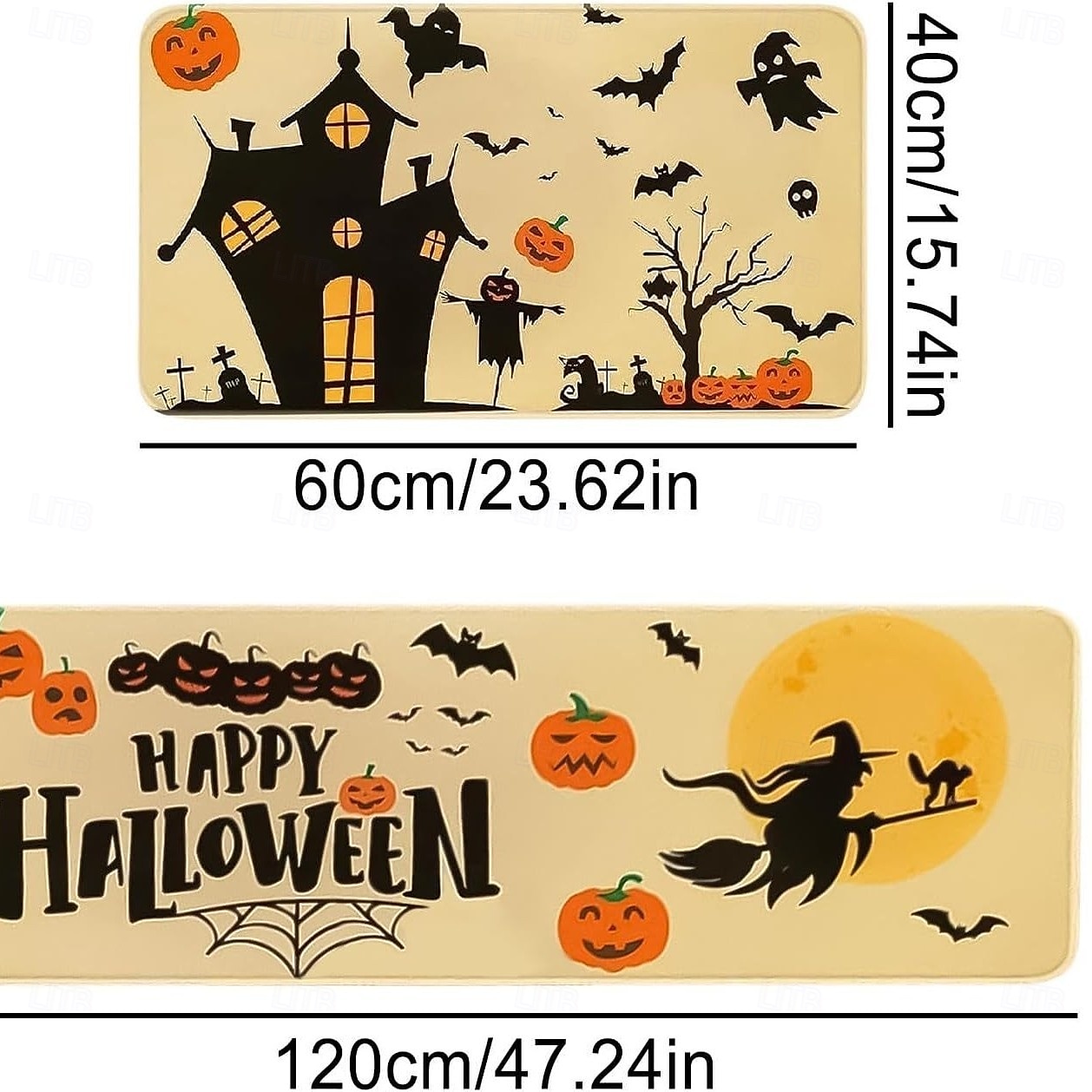 halloweeni konyhaszőnyegek, 2 db konyhaszőnyeg, párnázott, fáradtsággátló konyhaszőnyegek padlóra, csúszásmentes álló asztali szőnyeg, vízálló konyhaszőnyeg-készlet konyhába, padlóra, irodába 2025 - $3.49 –P12