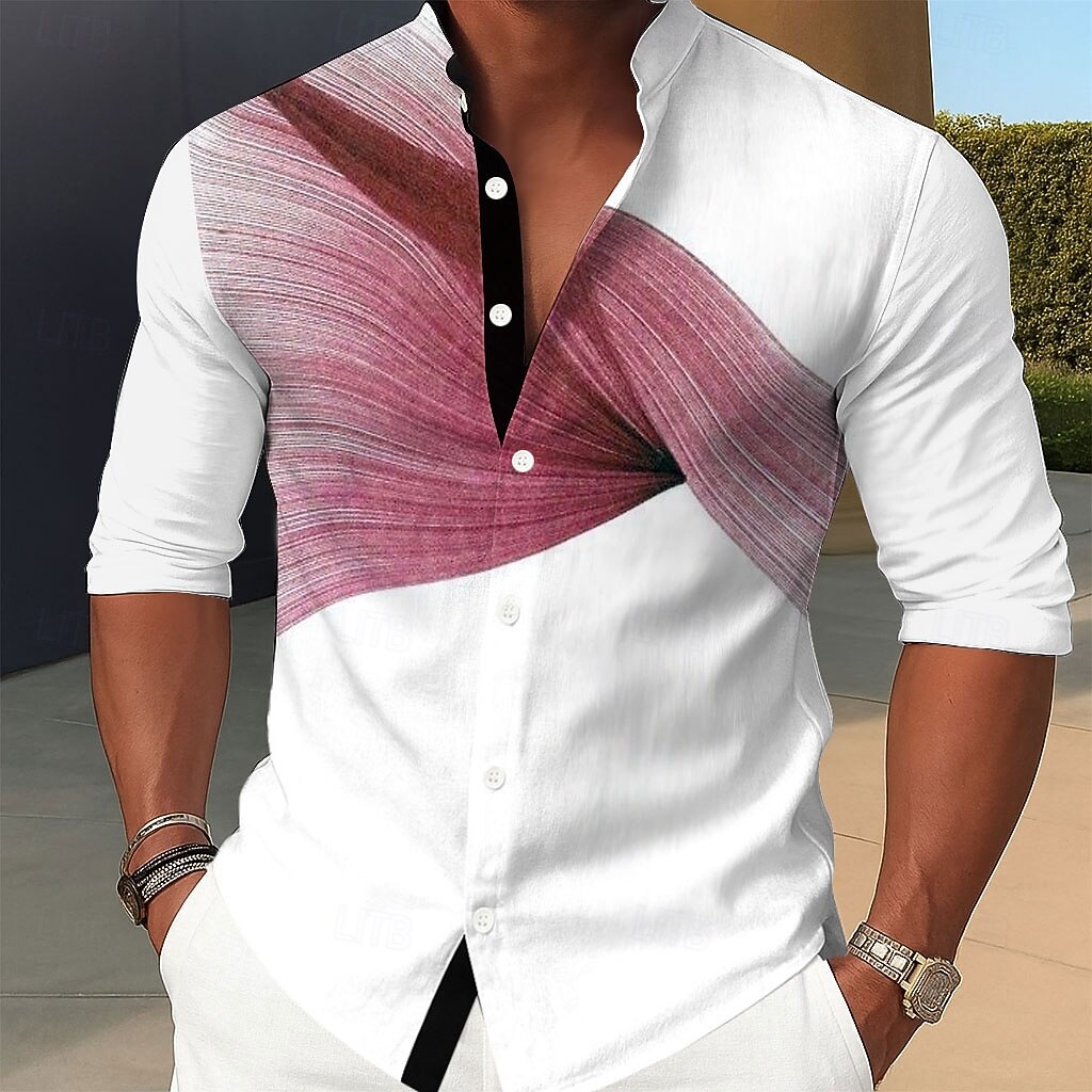 Hombre Geométrico Degradado Línea Camisa Camisa de cuello alto Camisa de  vestir informal Manga Larga Informal de negocios Vacaciones Hogar Diario  Verano Primavera Collar mandarín Cuello alto 2025 - GBP £24, image size:1024x1024