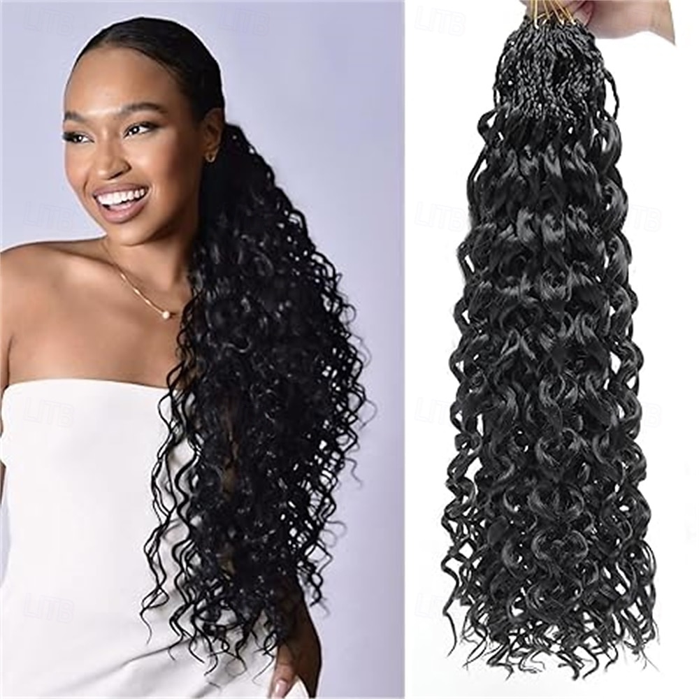 Extensions de cheveux synthétiques bouclés pré-bouclés de 18 pouces pour femmes noires - boucles gogo/boucles de plage/océan/eau/ondes profondes au crochet, 8 paquets de cheveux synthétiques sans de 2025 ? $52.99 –P2