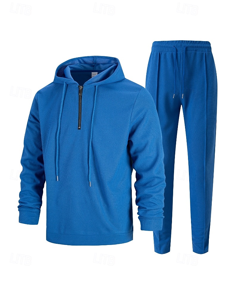 Муж. Спортивный костюм Штаны Спортивные штаны Карман на молнии Однотонный Наборы одежды Осень Черный Белый Тренажерный зал Одежда для спорта и отдыха Бег С защитой от ветра Длинный рукав Спорт 2026 - $34.99 –P14