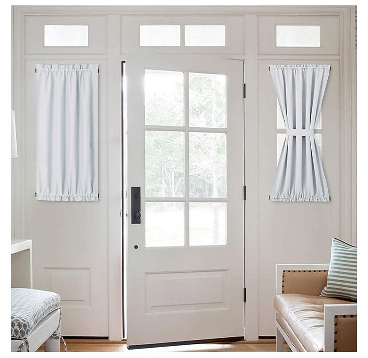 Zasłony okienne blackout wiejskie zasłony izolujące termicznie redukujące hałas prywatne zasłony z faux lnu do patio/drzwi francuskich/szklanych 1 panel 2025 - €10.99 –P7