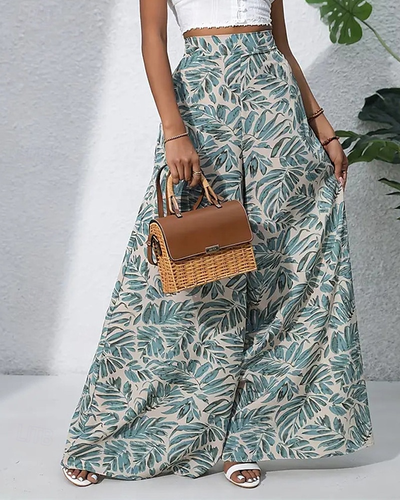 Per donna Gamba larga Pantaloni Casual Boho Lunghezza intera Vita Alta Piante Tasca Design con Coulisse Elastica Traspirabilità Morbido Micro-elastico Vacanza Streetwear Abbigliamento quotidiano del 2025 a $17.99 –P1