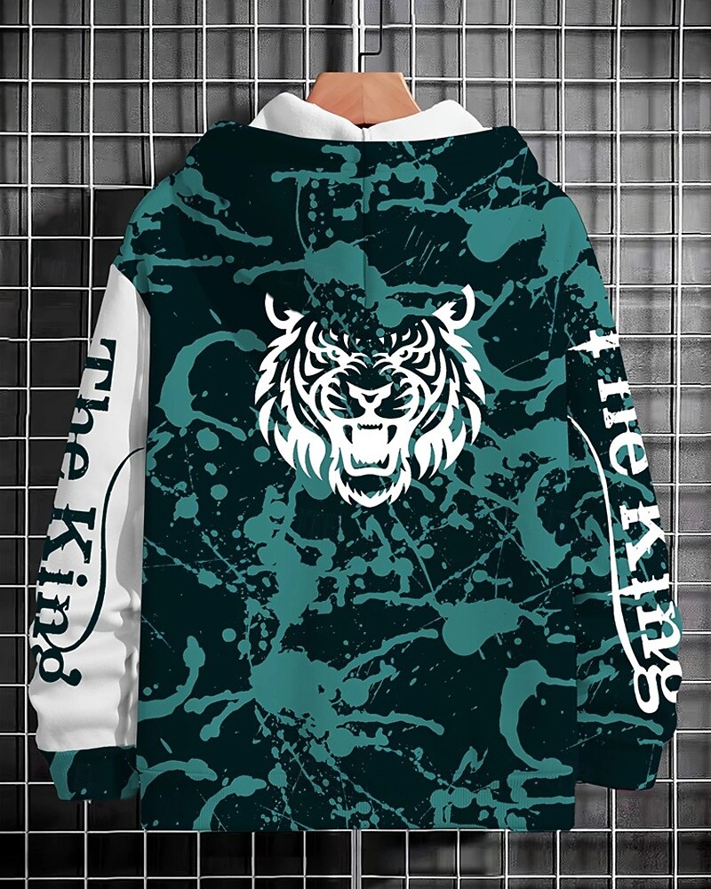 Pojkar 3D Tiger Huvtröja Långärmad Vår Höst Mode Streetwear Barn 4-12 år Huva Utomhus Ledigt Dagligen Normal 2025 - $18.99 –P2
