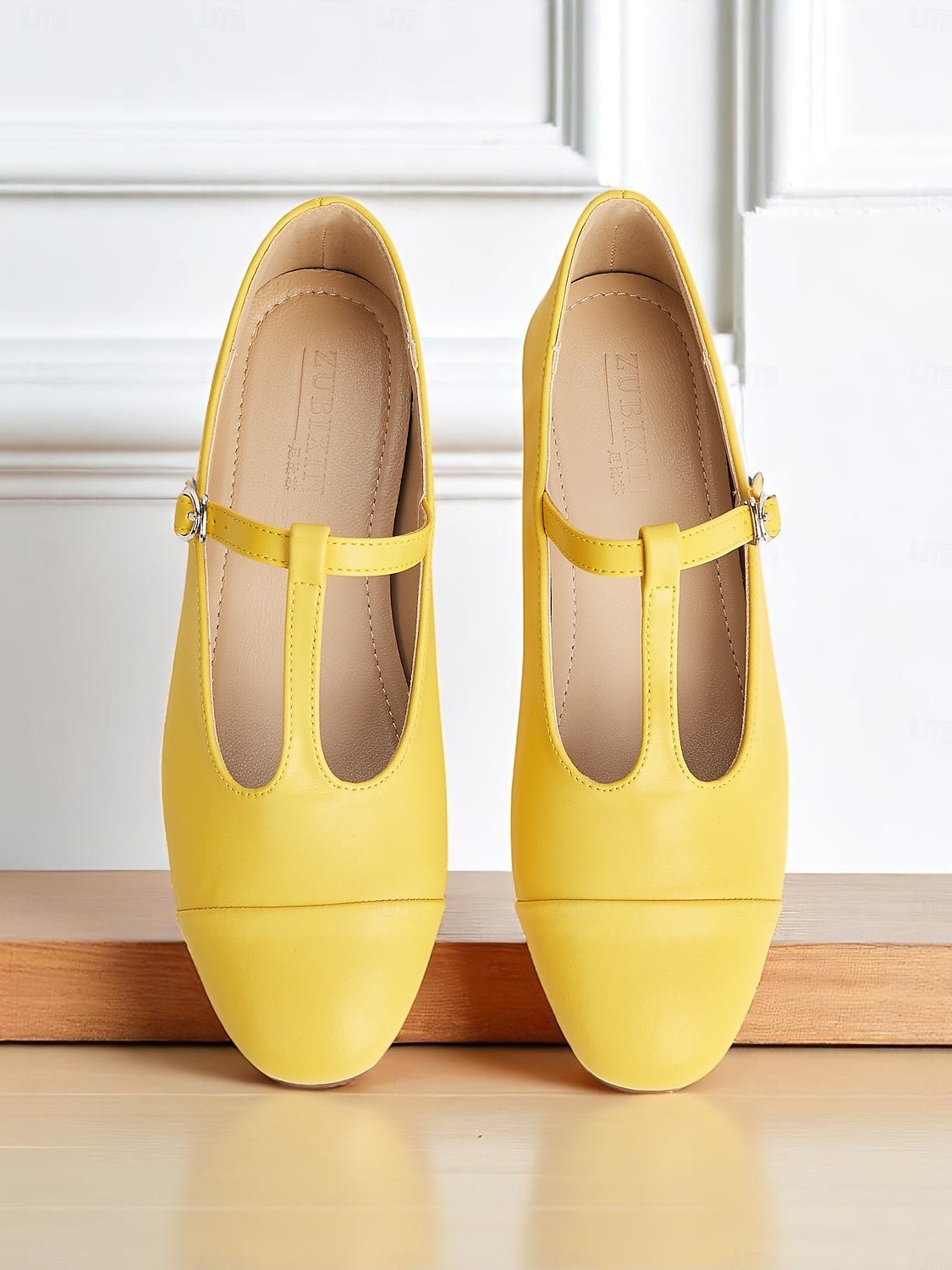 sapatilhas femininas amarelas com tiras em T, mary janes vintage com bico redondo para encontros casuais e uso diário de 2025 por $42.99 –P6