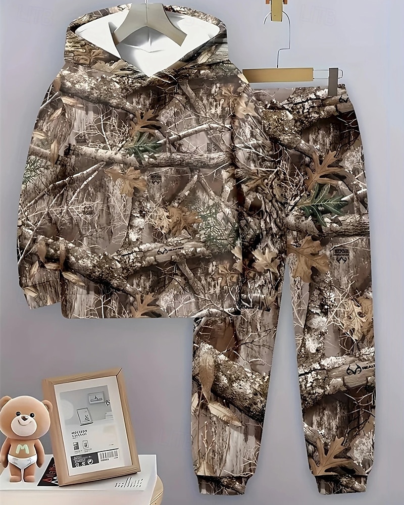 Jongens 3D Boom Set met capuchon en joggingbroek Sportoutfit Trainingspakken Lange mouw Lente Herfst Dagelijks Basic Casual Kinderen 4-12 jaar Capuchon Buiten Vakantie Sport Getailleerd 2026 - $26.99 –P3