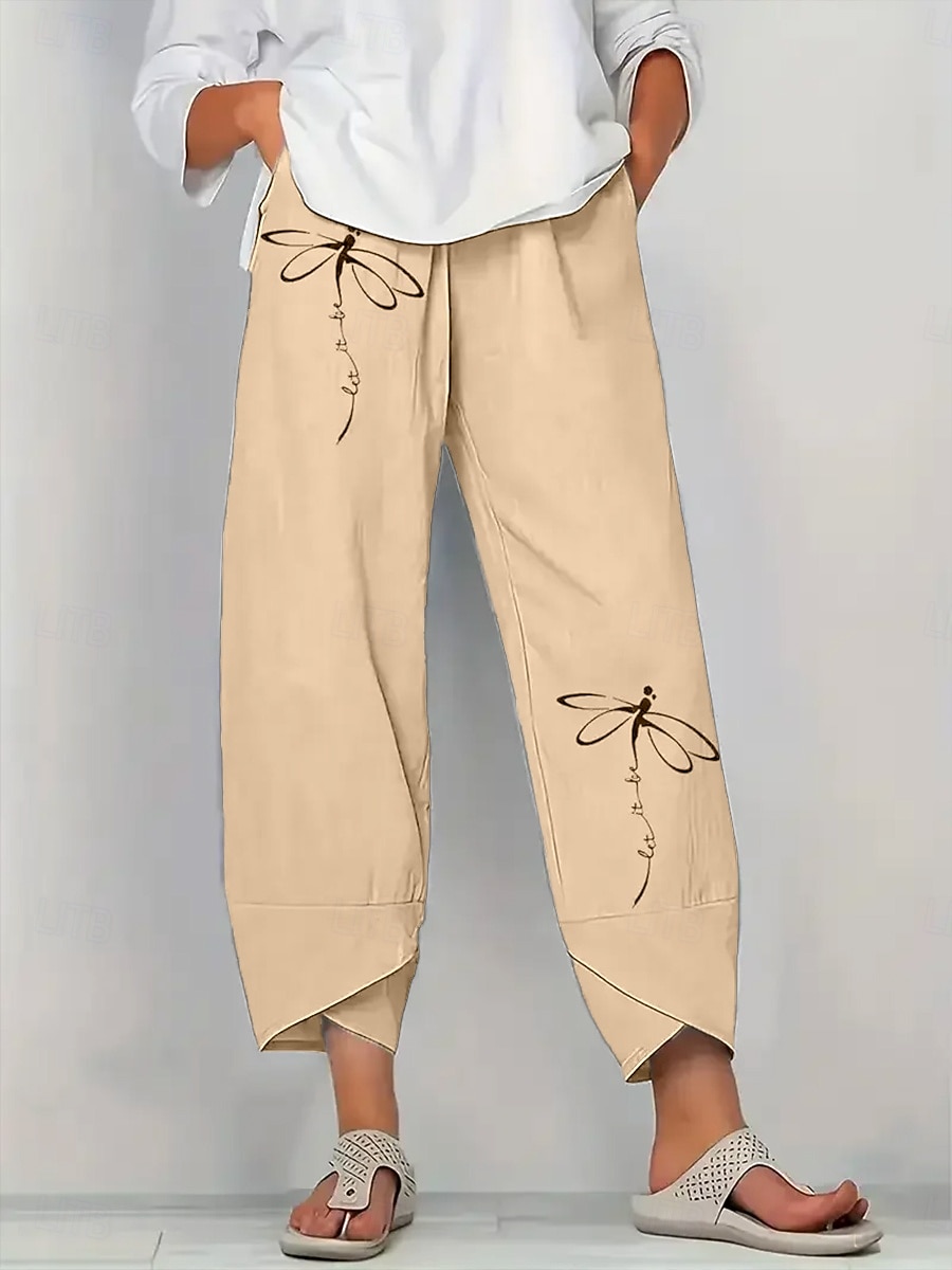 Per donna Chinos Pantaloni Larghi Vacanza Vintage Stile Etnico Lunghezza alla caviglia Vita Alta Grafico Coulisse Patchwork Ricamato Traspirante Micro-elastico Casuale Quotidiano Vacanza Bianco Cachi del 2026 a $24.99 –P8
