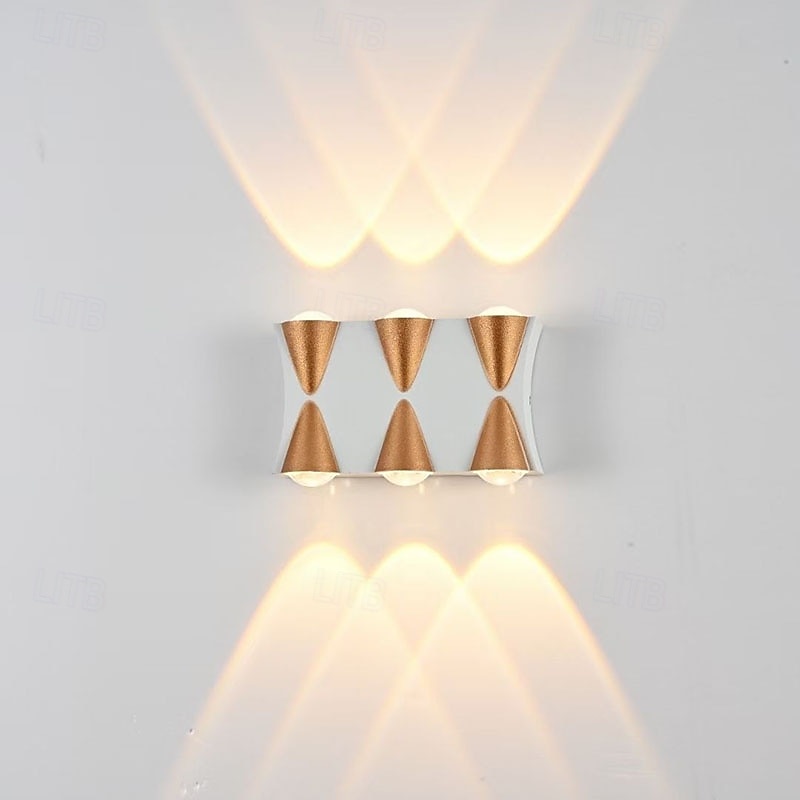 Lampada da parete a LED per esterni 10W, illuminazione up/down, per interni, 4/6/8/10 teste, curva, impermeabile, IP65, lampada da camera da letto moderna, luce bianca calda, AC85-265V del 2025 a $46.99 –P15