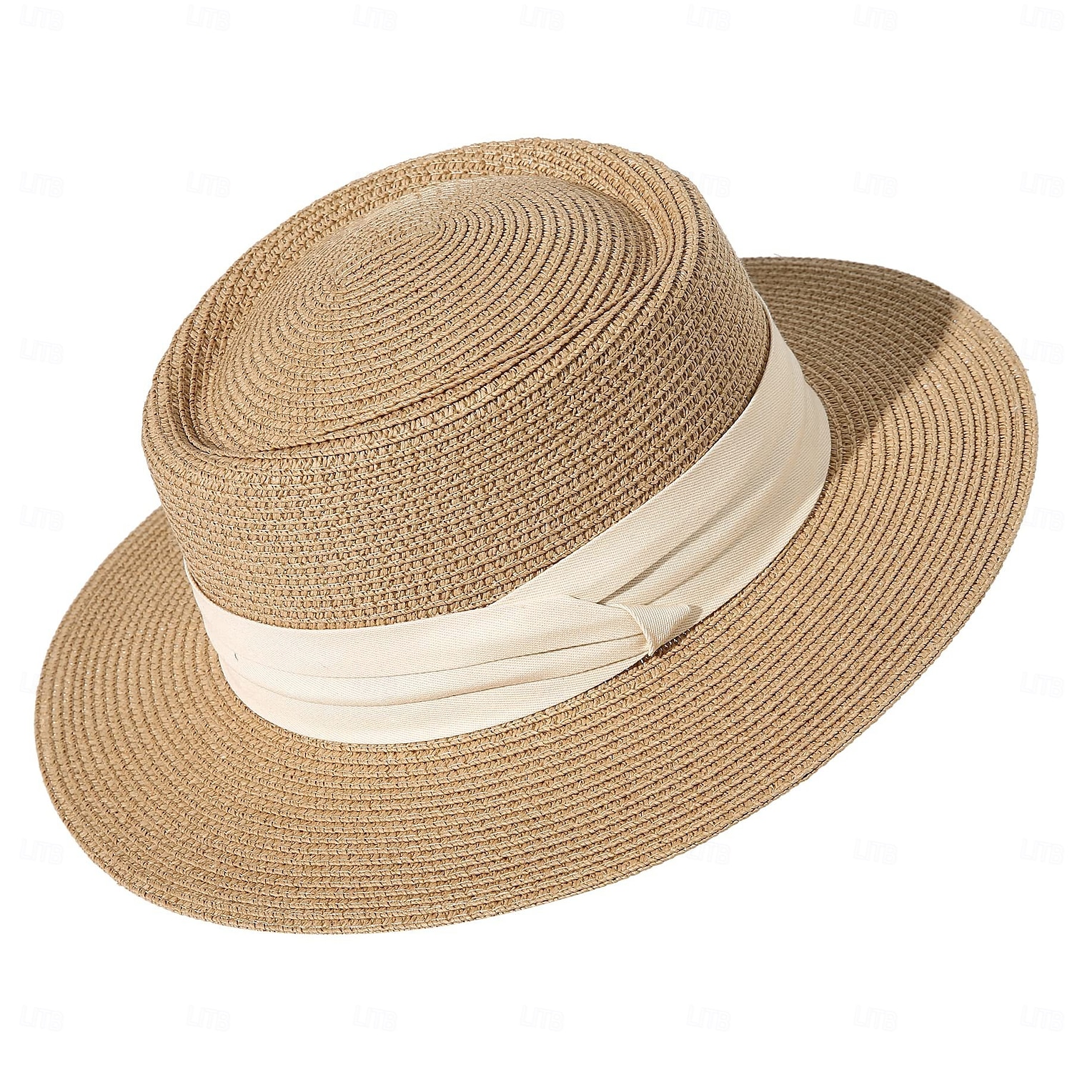 1 stk. elegant damehatt med strå og bred brem, lett og pustende sommerhatt for strandaktiviteter, uformell &formelle arrangementer, tilbehør til arrangementer 2025 - $13.99 –P9