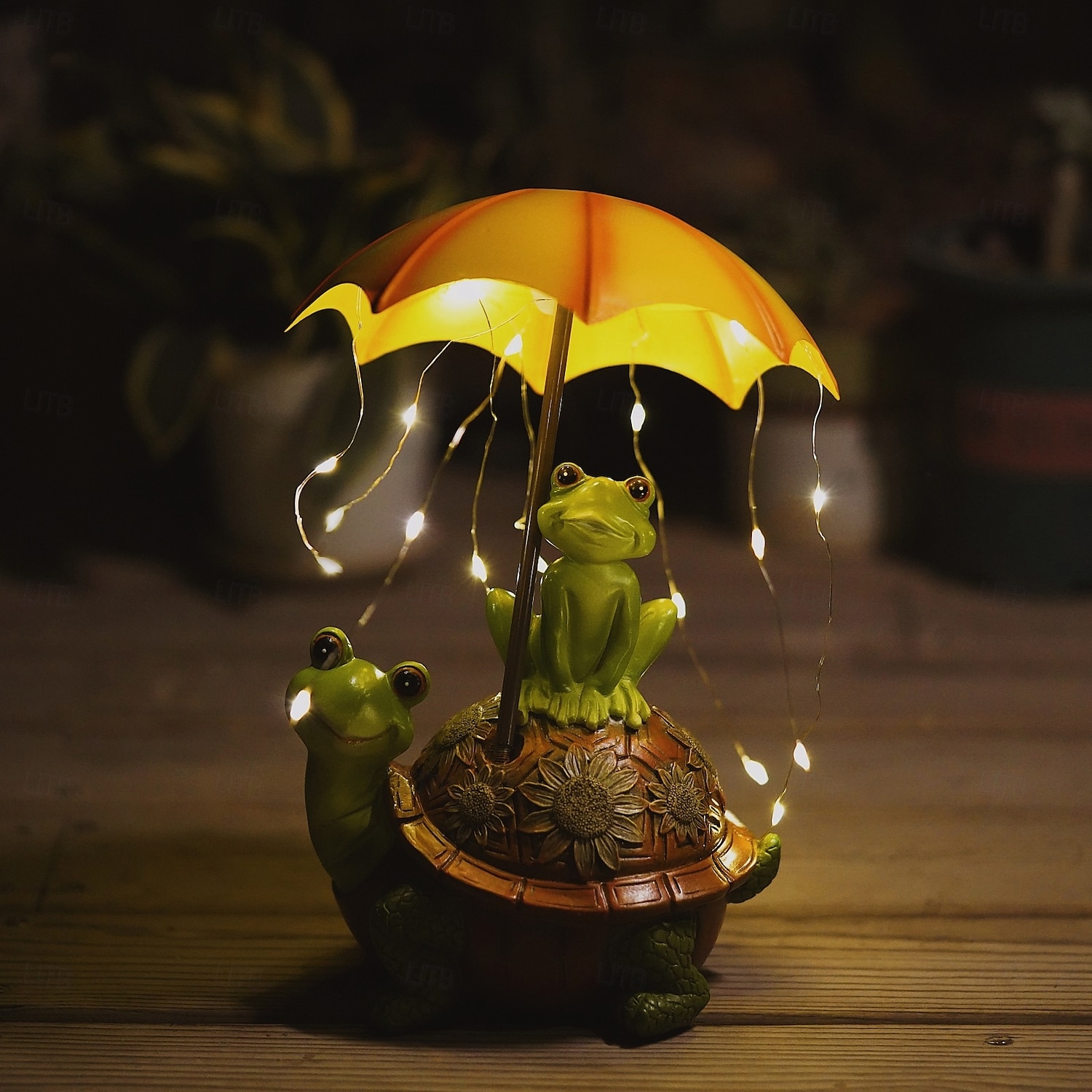 1 lámpara decorativa de resina con forma de tortuga solar impermeable para exteriores, con forma de rana y paraguas, para patio, jardín, parque, césped, sendero, luces de observación paisajísticas. 2026 - $26.99 –P12