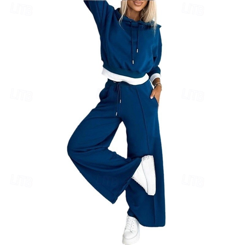 Women's Tracksuit Sweatsuit Athleisure Fall Long Sleeve Thermal Warm Windproof Soft Gym Workout Sports Sportswear Activewear Solid Colored Dark Khaki Black Royal Blue 2025 - $31.99 –P4