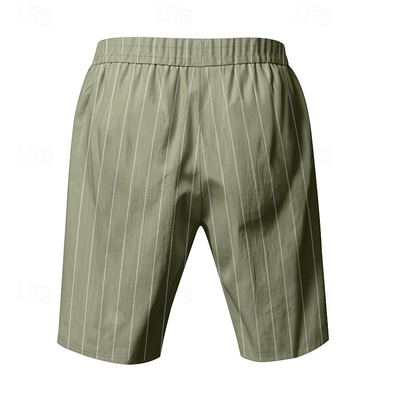 Voor heren Korte broek Linnen korte broek Zomer korte broeken Strandshorts Trekkoord Zak Elastische taille Gestreept Comfort Ademend Korte Strand Vakantie Feestdagen Hawaii Boho Zwart Marineblauw 2026 - $20.99 –P8