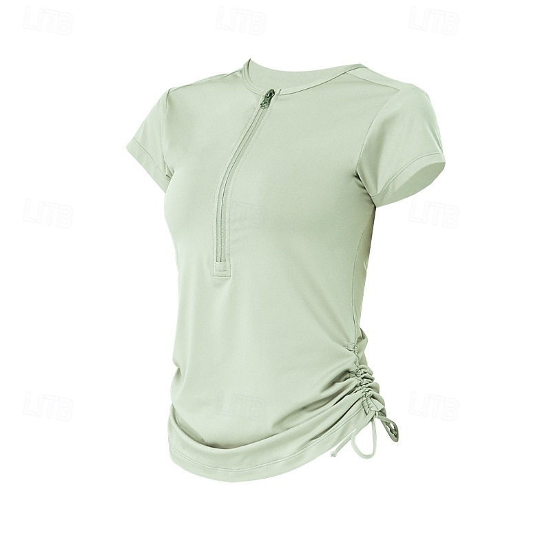 Dam Solid färg Träningströja Träningstoppar Elastisk Svettavvisande Andningsfunktion Tennis Pickleball Yoga Rund hals Överdelar Vit Rosa Blå Tenniskläder 2026 - $16.49 –P4