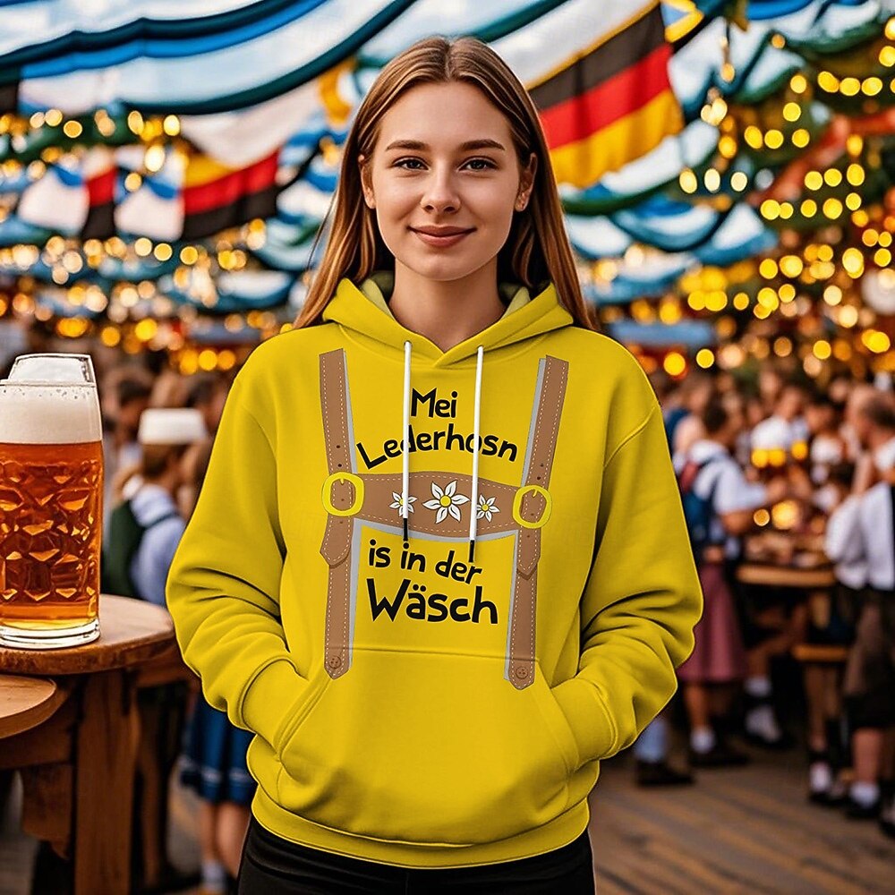 Pivo Oktoberfest Kapuce Tisk Přední kapsa Grafika Pro Dámské Dospělé Karneval Pivo Oktoberfest Horká ražba Dovolená Párty 2025 - $29.99 –P2