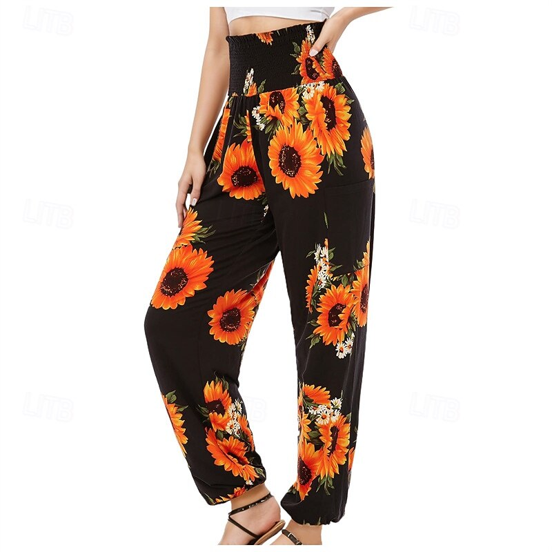 Femmes Pantalons Droit Mode Streetwear Longueur complète Taille haute Imprimé Fleur Taille Élastique Respirant Confortable Micro-Élastique Rue Tenue quotidienne Sortir Rose Orange Été Printemps Coupe de 2025 ? $20.99 –P2