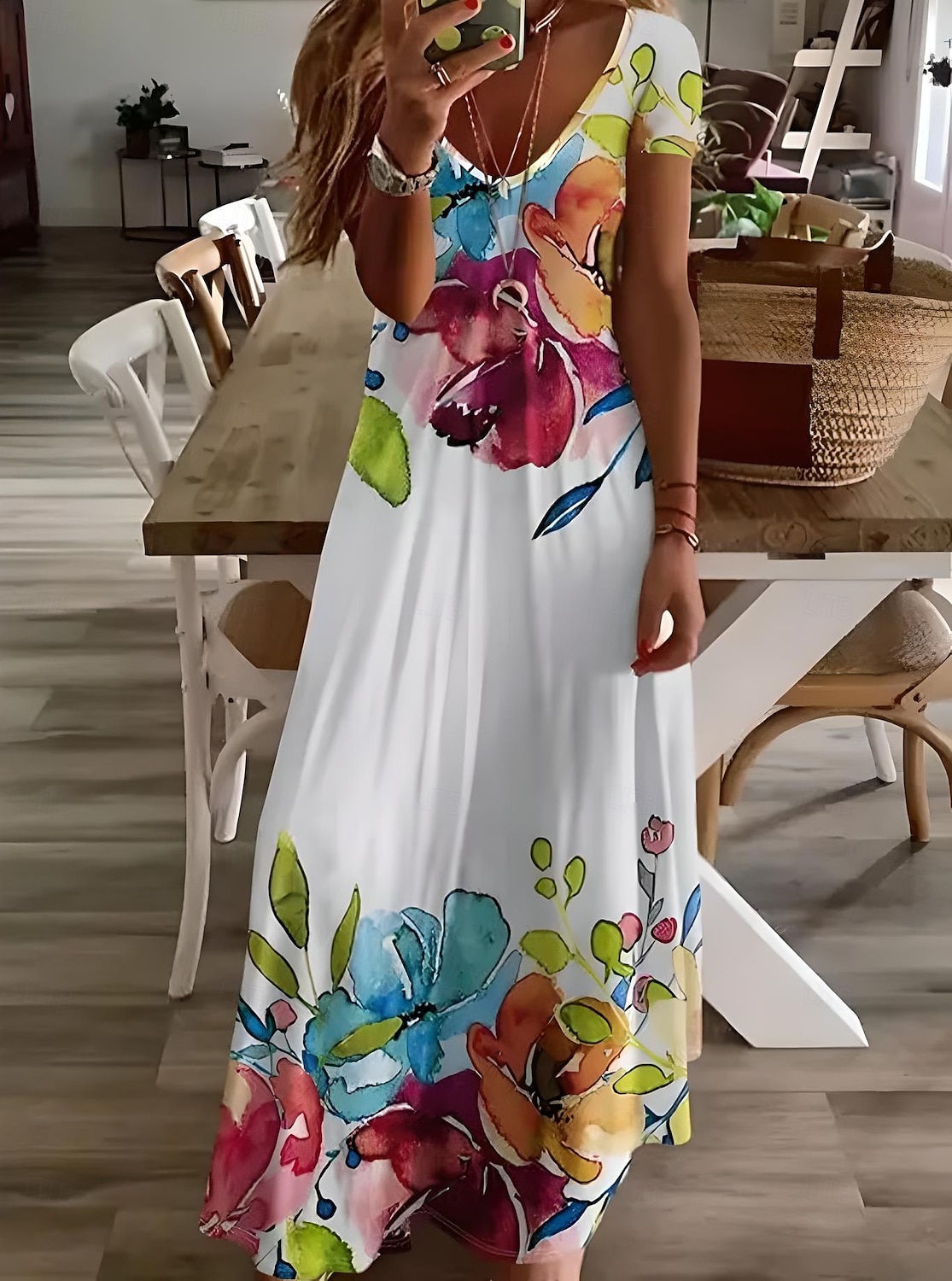 Femmes Robe Midi Robe d'Été Robe trapèze Vacances Occasionnel Boho Sortir Plage Coupe Standard Fleuri Graphique Manche Courte Col en V Gris vert Blanche Vert Claire Rouge Été Printemps de 2025 ? $28.99 –P8