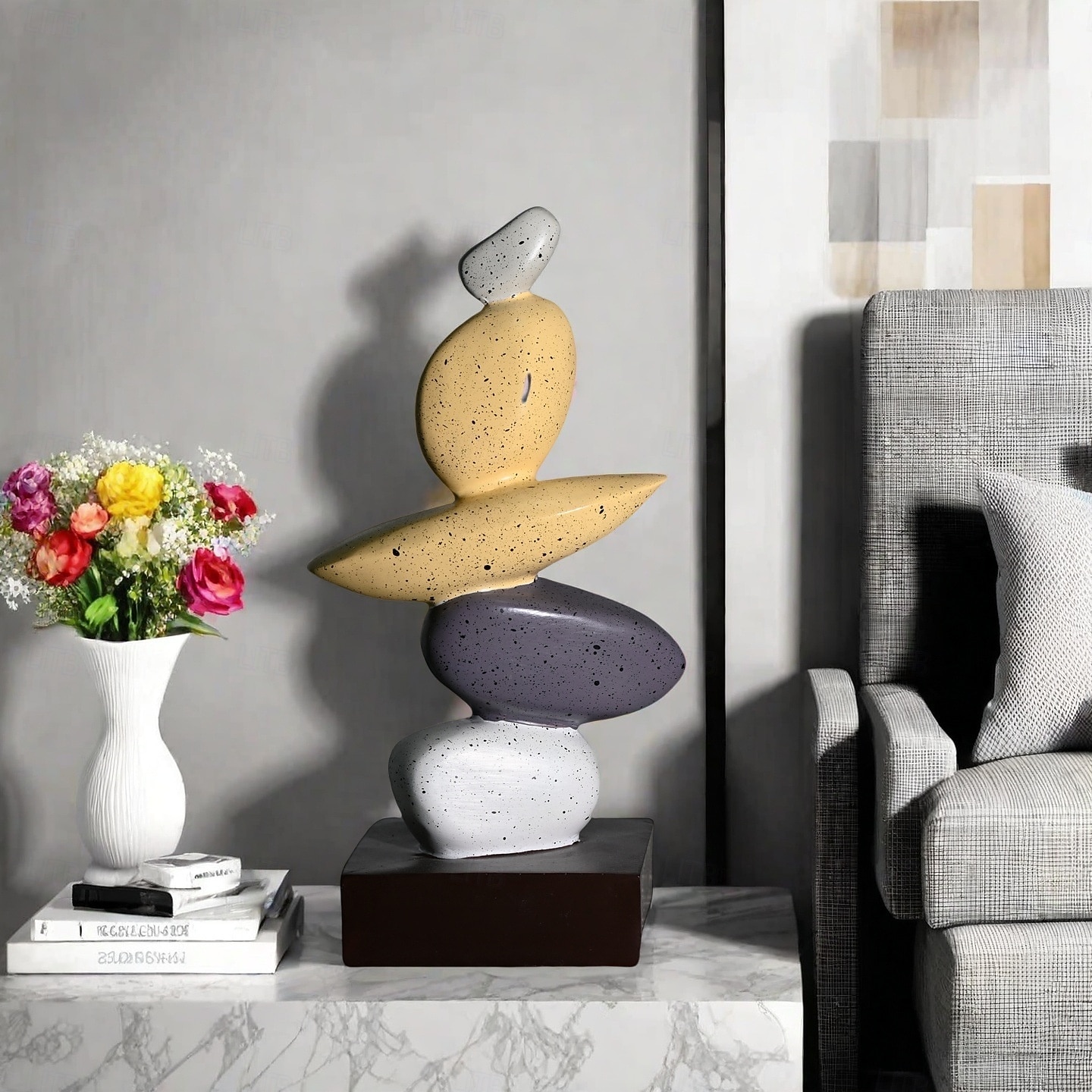 Διακοσμητικό στολίδι φενγκ σούι από ρητίνη, μοντέρνο ειδώλιο εισόδου «η κυλιόμενη πέτρα φέρνει τύχη», μινιμαλιστικό γλυπτό διακόσμησης σπιτιού, δώρο εγκαινίου για σαλόνι ή γραφείο 2025 - $39.99 –P4