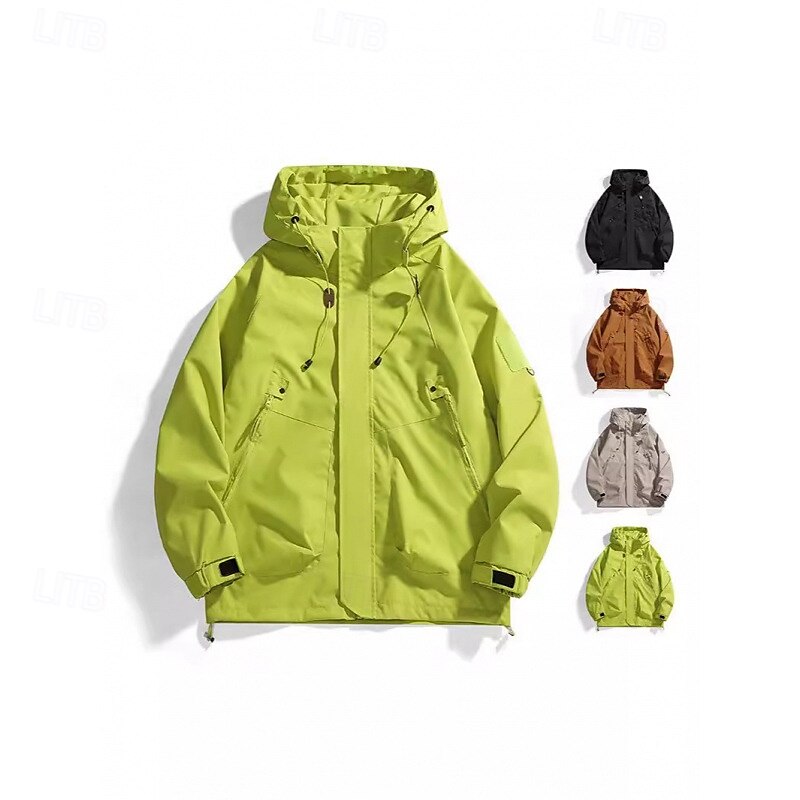 Herren Windjacke Wanderjacke Regenmantel Außen Wasserdicht Winddicht Wanderoutfits Wanderbekleidung Frühling Herbst Oberteil Camping / Wandern / Höhlenforschung Laufen Schwarz Purpur Grün 2025 - $21.99 –P1